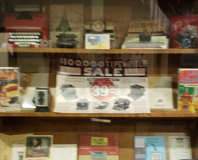 Shelves of typewriter ephemera